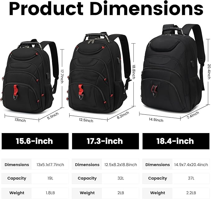 Boavan Laptop Backpack for men, 15.6 inch Laptop Bag with USB Port, Waterproof Travel Work Backpack Purse, Anti-Theft Teacher Nurse Doctor Casual Bookbags Office Business backpack，Black