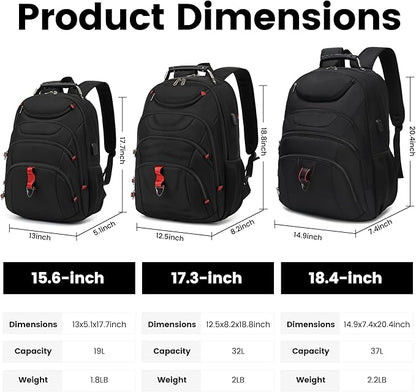 Boavan Laptop Backpack for men, 15.6 inch Laptop Bag with USB Port, Waterproof Travel Work Backpack Purse, Anti-Theft Teacher Nurse Doctor Casual Bookbags Office Business backpack，Black
