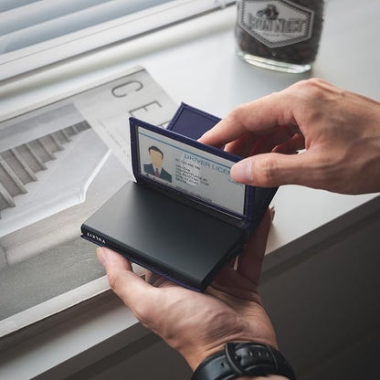 VULKIT Card Holder Wallet with Double ID Windows RFID Blocking Pop Up Wallet Minimalist Design for 12 Cards