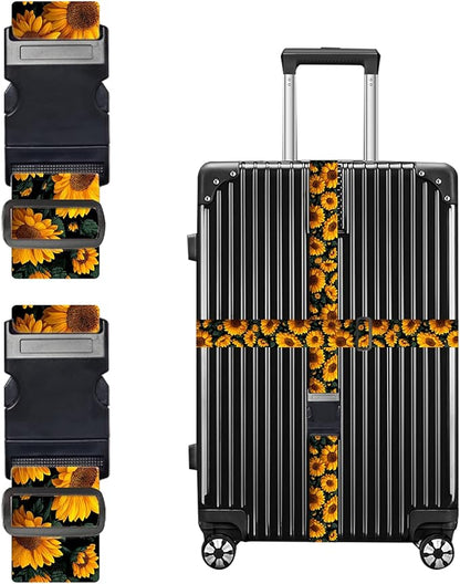 Nuxovilar Luggage Straps of 2 Set Sunflower Pattern, 1.96x90.5 inches - Luggage Straps for Suitcases, Ideal for Nature Trips, Outdoor Journeys, Daily Use