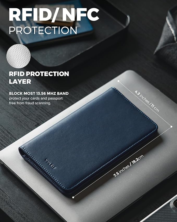 VULKIT Passport Holder Wallet RFID Blocking Travel Wallet for Men & Women