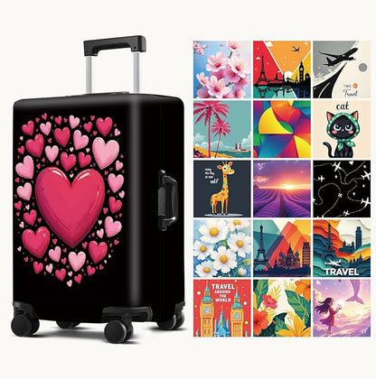 Luggage Cover Washable Suitcase Protector Anti-Scratch,Stretchable Fit for 20-34Inch Luggage Durable Travel Bag Cover with Zipper Closure (Heart, L(fits 28-30Inch suitcase))