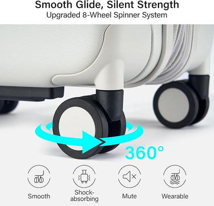 Hanke Expandable 28 Inch Luggage with Spinner Wheels, Hardside Large Suitcase, All-PC Hard Shell Checked Luggage, TSA Lock, Durable Checked-Large (Smoke White, 114L)