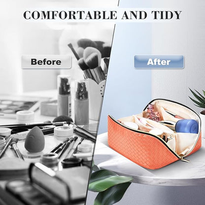 Personalized Initial Makeup Bag,Christmas Gifts for Girl,Preppy Bag Cosmetic Travel Bag Women,Travel Toiletry Organizer,Large Capacity Corduroy Stuff Bag,Cute Cosmetic Pouch Skincare Bag-BR