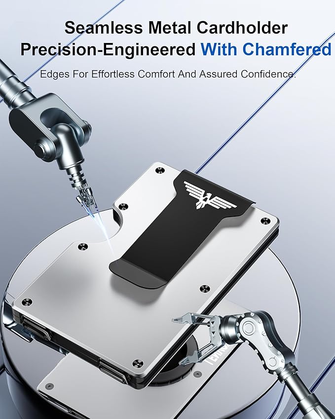 Minimalist Wallet for Men, Metal Wallet with Money Clip, Slim Compact Wallet, RFID Blocking Card Holder, Metal Aluminum Credit Card Holder, Holds up to 20 Cards