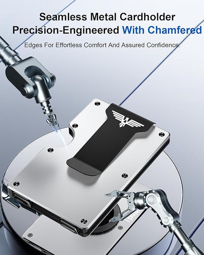 Minimalist Wallet for Men, Metal Wallet with Money Clip, Slim Compact Wallet, RFID Blocking Card Holder, Metal Aluminum Credit Card Holder, Holds up to 20 Cards