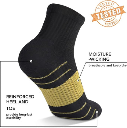 5 Pairs Copper Compression Socks for Women & Men - Ankle Plantar Fasciitis Arch Support Running Socks for Athletic