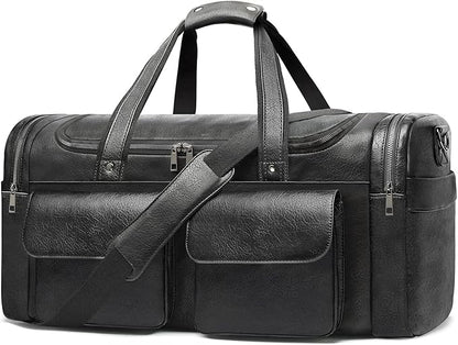 BOLOSTA Travel Duffel Bag for Men Women, Large PU Leather Carry on Duffle Bags for Traveling, Waterproof Overnight Weekender Duffel Bag with Shoe Compartment - Perfect for Daily Use/Birthday Gift