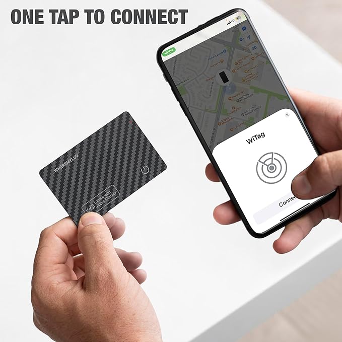 WHEREMYLUV-Item-Finder-for-Wallet, Ultra Thin Bluetooth Tracker Card Compatible with Apple Find My, Rechargeable GPS Locator, IPX8 Waterproof, Slim Smart Card for Men & Women (Black)
