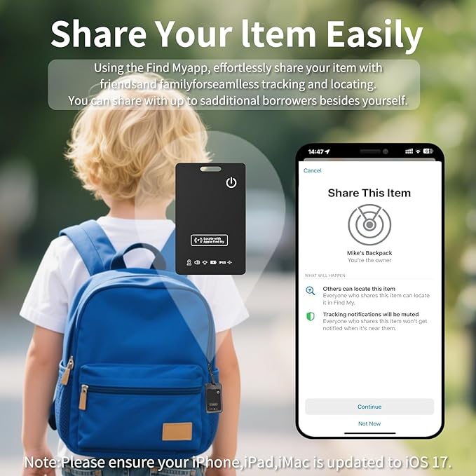 Wallet Tracker Card Air Tags-2Pack (iOS Only), Bluetooth Tracker with Apple Find My, iPhone Smart Card Rechargeable Thin Finder, IP65 Waterproof, Keys Finder, Item Locator for Luggage Tags, Passports
