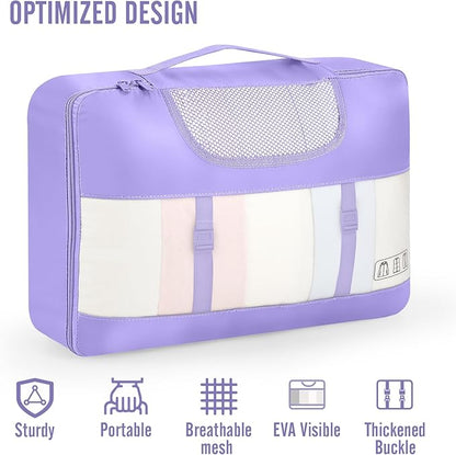 Veken 10 Set Packing Cubes for Travel Essential, Suitcase Organizer Bags in 4 Sizes, Carry-On Luggage Accessories with Large Laundry & Hanging Toiletry Bag, Must-Have for Airplane, Road Trip & Camping