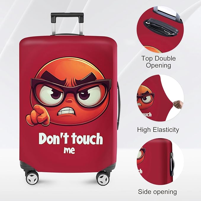 ANNA QUEEN Don't Touch Me Red Luggage Cover Washable Suitcase Protector Suitcase Cover Anti-Scratch,Stretchable Fit for 18-32Inch Luggage,Travel Bag Cover M(fits 22-25Inch suitcase)