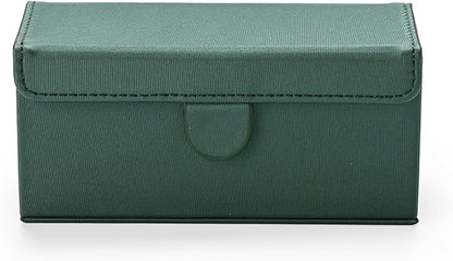 Leather Travel Jewelry Box, Portable Pocket Size Ring Box for Women, Mini Jewelry Travel Case Small Ring Holder Organizer with 12 Slots for purse(Green)