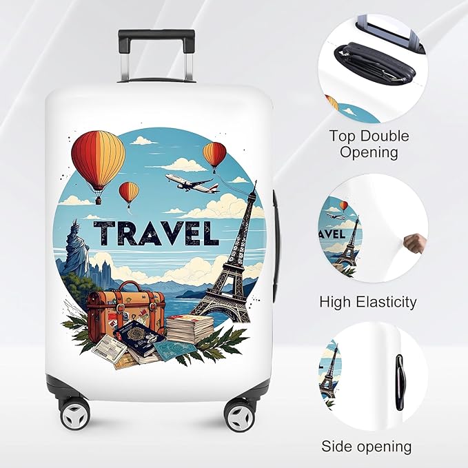 ANNA QUEEN Travel Luggage Cover Suitcase Protector Suitcase Cover Anti-Scratch,Stretchable Bag Cover Washable Durable Polyester with Elastic Hem with Zipper Closure