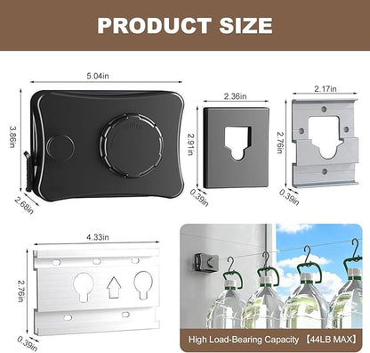 Retractable Clothesline for Outdoor & Indoor Use, 16.73 Ft Heavy Duty Retracting Clothes Line with Single Stainless Steel Rope - Laundry Drying Rack for Bathroom, Outside Areas (Black)