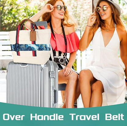 Slohif Luggage Straps for Suitcases Travel Belt Accessories Luggage Connector Identifiers Over Handle with Buckle Unique Nylon Adjustable Strap for Sleeping Bag Car Seat Sea Wave (2 Pack)