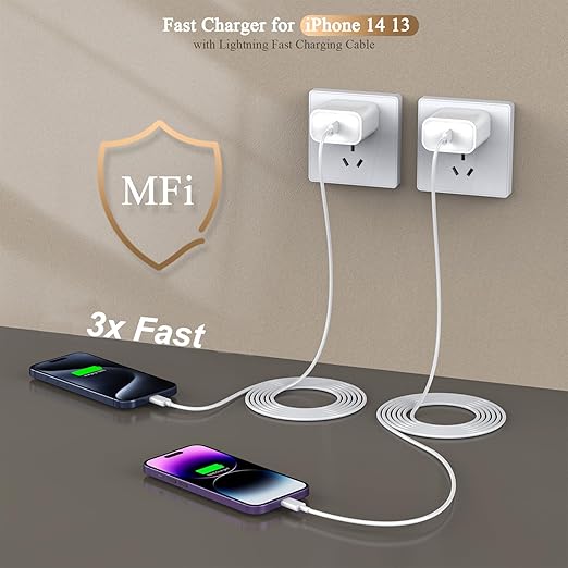 [Apple MFi Certified]10FT Fast iPhone Charger,Extra Long Apple Charger Fast Charging 2Pack USB C Charger Block Plug + 10Foot Lightning Cable Cord for iPhone 14/Pro/Pro Max/Plus/13/12/11/XS/XR/X/SE2022