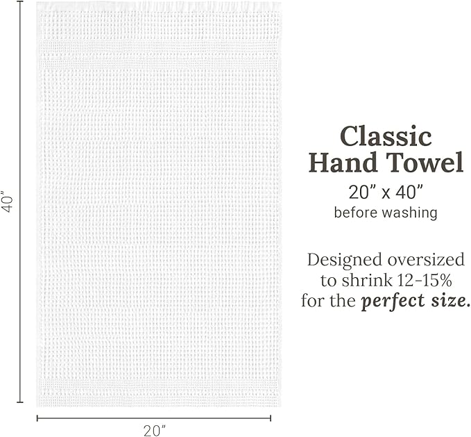 GILDEN TREE Waffle Hand Towels for Bathroom Quick Dry Towel Super Absorbent Thin 100% Cotton Lint Free, Hand Towels for Bathroom Set of 2, Classic Style (White)