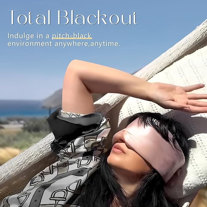 ZIMASILK 100% 22 Momme Mulberry Silk Sleep Mask - Full Silk Filled, Ultra-Soft & Breathable, Face-Hugging Blackout Eye Cover for Sleeping (Navy Blue)