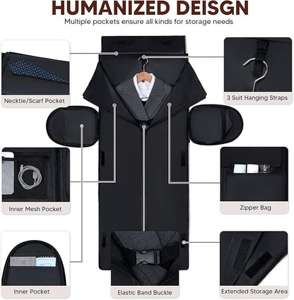 Carry On Garment Bags for Travel, Convertible Garment Duffle Bag for Men Women, 2 in 1 Suit Bag Travel Duffel Bag with Shoes Compartment & Detachable Shoulder Strap