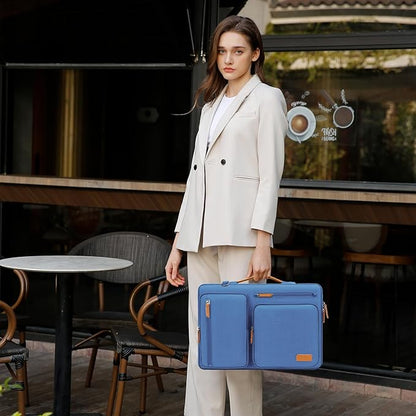 MOSISO 360 Protective Laptop Shoulder Bag,15-15.6 inch Computer Bags Compatible with MacBook Pro 16 inch, HP, Dell, Lenovo, Asus Notebook,Side Open Messenger Bag with 4 Zipper Pockets, Cadet Blue