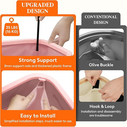 Lifewit 105L Laundry Basket with Lid, Large Laundry Hamper with Plastic Handles and Removable Bag, Foldable Tall Dirty Clothes Hampers for Laundry for Laundry Room, Bedroom, Bathroom, Dorm, Pink