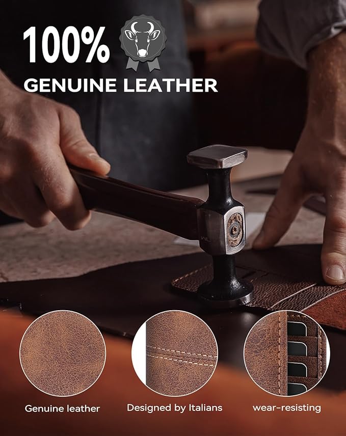 Swallowmall Leather Wallet for Mens Genuine Leather RFID Blocking Bifold Wallets with 2 ID Windows 13 Card Slots