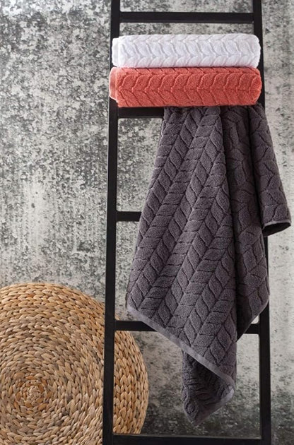 Turkish Cotton Ultra-Soft Plush Absorbent Quick Dry Bathroom Towel Set, Made in Turkey (Gray, 4 Pcs Hand Towel Set)