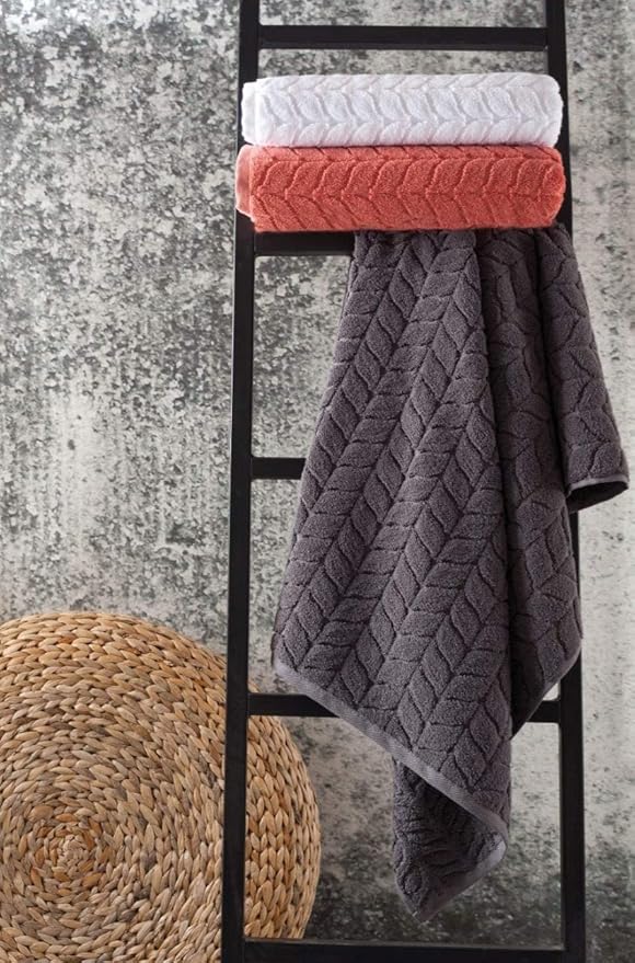 BAGNO MILANO Turkish Cotton Ultra-Soft Plush Absorbent Quick Dry Bathroom Towel Set, Made in Turkey (Gray, Bath Sheet)