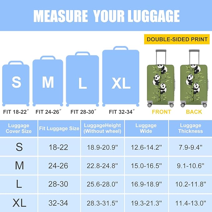 Cute Panda Luggage Cover – Bamboo Climbing Panda Suitcase Protector, Stretchable & Waterproof Travel Luggage Sleeve,XL