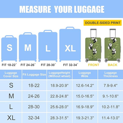Cute Panda Luggage Cover – Bamboo Climbing Panda Suitcase Protector, Stretchable & Waterproof Travel Luggage Sleeve,XL
