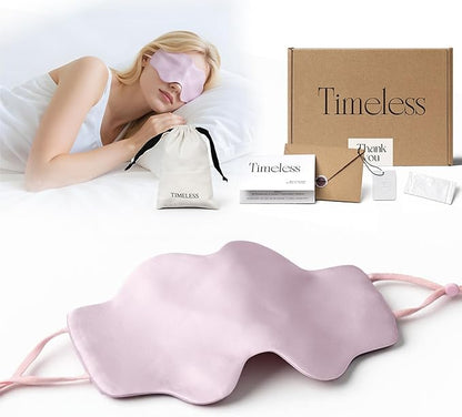 Pearl Rosé Mulberry Silk Sleep Eye Mask for Men Women, Cloud-Shaped Lightweight Adjustable Hanging-Ear Design (8 Inches), Light-Blocking Ready-to-Gift Set for Travel Nap by Timeless Artworks