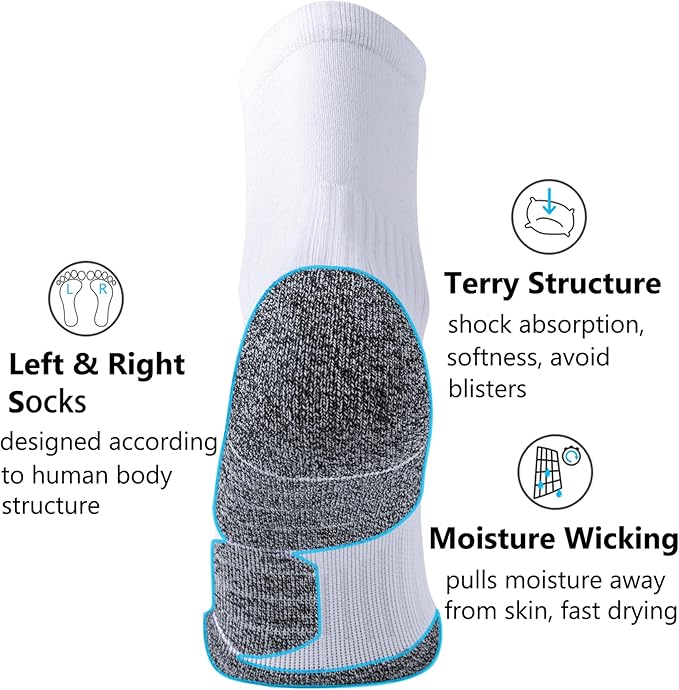 CWVLC Compression Athletic Quarter Socks Cushioned for Men Women