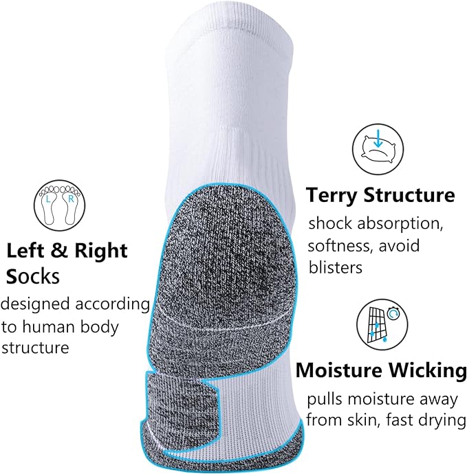 CWVLC Compression Athletic Quarter Socks Cushioned for Men Women