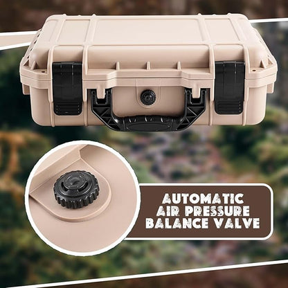 1 Pcs 22.4 x 16.1 x 10.2 Inch Waterproof Hard Case with DIY Customizable Foam Insert Portable Protective Case with Knife for Camera Drones Equipments Tools Test Instruments (Tan)