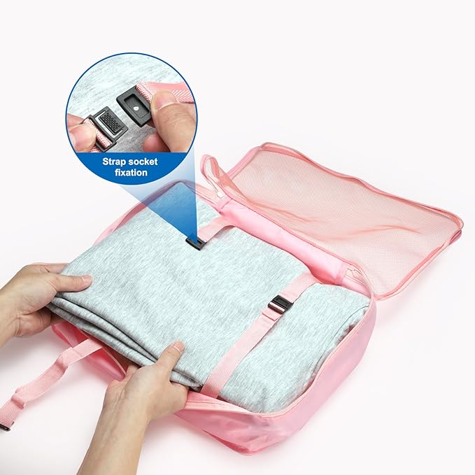 uxcell 7Set Travel Packing Cube, Travel Bags Organizer Luggage Organizer Bags Lightweight Compression Cube Travel Essentials with Shoe Bag for Outdoor Carry on Suitcases, Navy