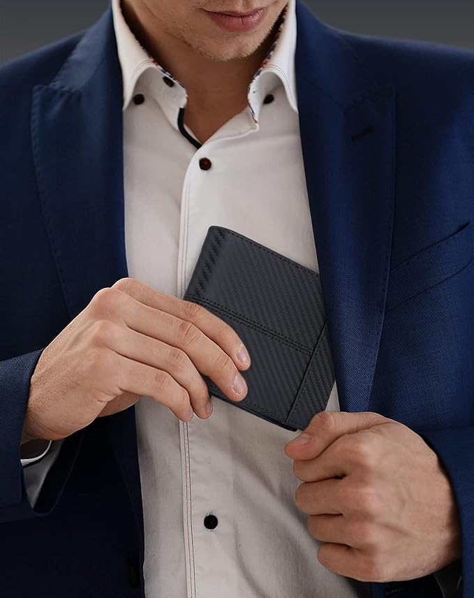 Swallowmall Leather Wallet for Mens Genuine Leather RFID Blocking Bifold Wallets with 1 ID Window 15 Card Slots