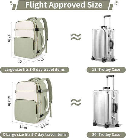 ZOMFELT Travel Backpack for Men, Carry on Backpack, TSA 17.3 inch Laptop Backpack Flight Approved, Personal Item Travel Bag Nurse Bag Casual Daypack for Weekender Business Trip, Green