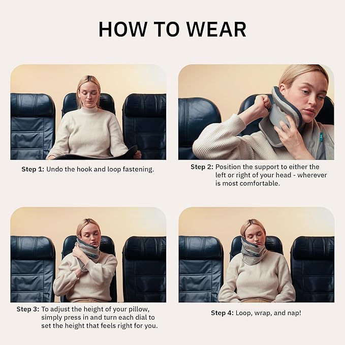 trtl Pillow Plus - Airplane Neck Pillow for Traveling - Height-Adjustable, Breathable Travel Pillow for Head and Neck Support While on Planes, Cars, and Trains - Machine Washable