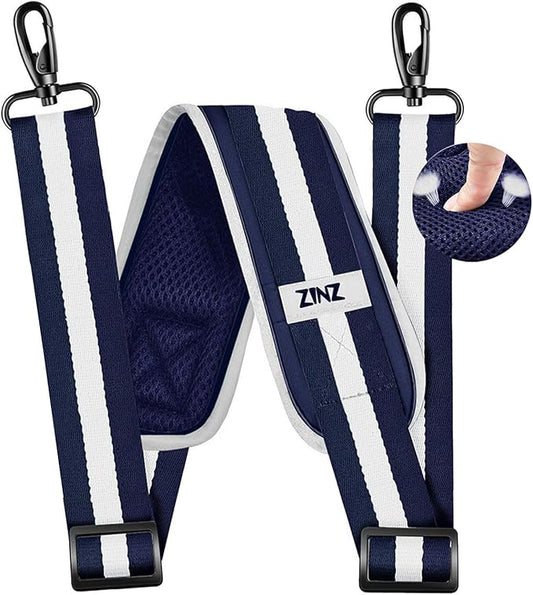 ZINZ 79 inch Shoulder Strap, Extra-thick Fixed Cushion Pad and Dual Clasps Universal Replacement Strap with Metal Swivel Hooks for Laptop Bags, Luggage Bags, Camera, Crossbody(Stripes-BuWBu)