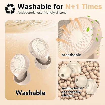 Ear Plugs for Sleeping,Noise Cancelling Silicone Earplugs,45 dB,Soft and Reusable,Hearing Protection with 8 Earpieces in 4 Sizes(XS/S/M/L),Carrying Bag,for Sleeping,Concert,Travelling,White