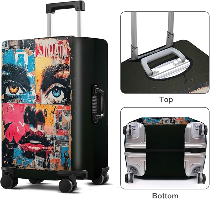 Luggage Cover Washable Suitcase Protector Anti-scratch Suitcase cover Fits 20-34 Inch Luggage (Girl-4, M(24-26inch suitcase))