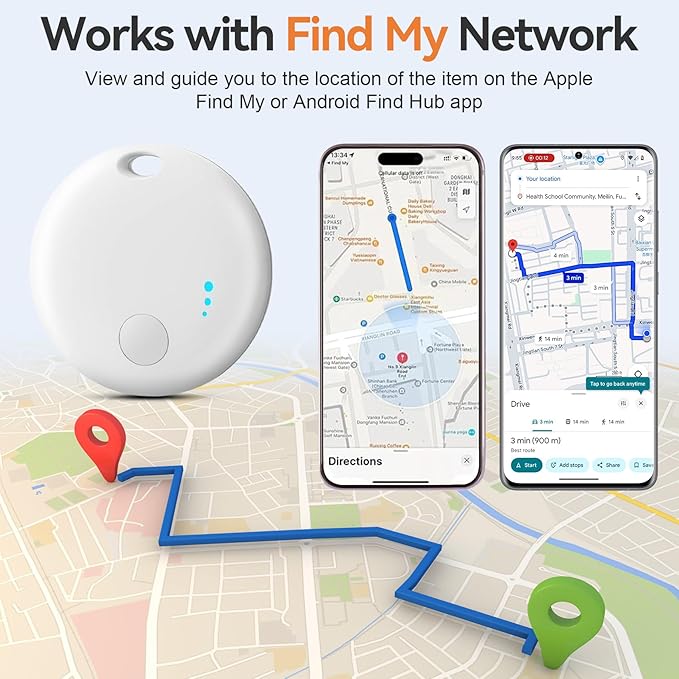 Air Tracker for Android or iOS, Dual System Both iOS and Android Tracker, Find My or Google'S Find Hub App, Smart Tracker Tags with Key Ring, Replaceable Battery, Key Finder/Luggage Tracker etc
