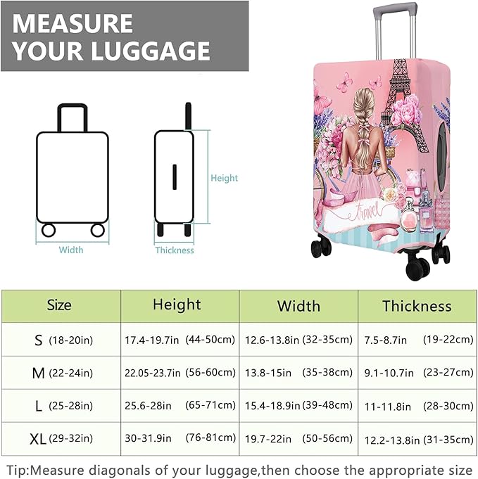Travel Luggage Cover Suitcase Protector Fits 18-32 Inch Wheel Covers PatternedTravel Related Items Flower Luggage Protector Elastic S
