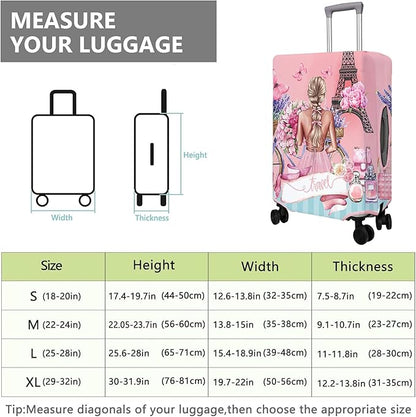 Travel Luggage Cover Suitcase Protector Fits 18-32 Inch Wheel Covers PatternedTravel Related Items Flower Luggage Protector Elastic L