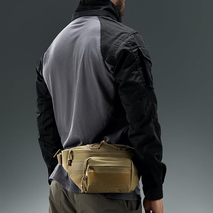 3.5L Military Tactical Fanny Pack | Molle, Quick Access, EDC, Hiking, Travel, Fit Most Men's Waist (Tan)
