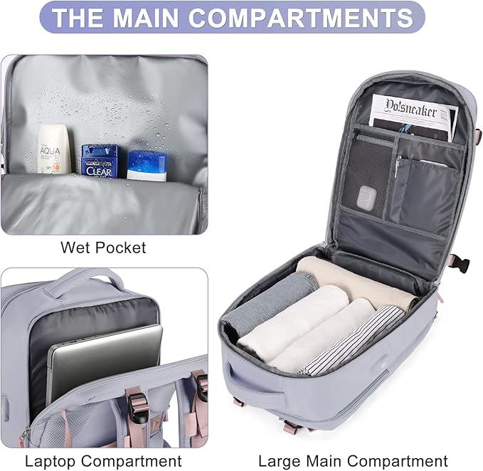 Travel Backpack For Women Airline Approved Carry On Backpack Flight Approved Waterproof Sports Luggage Backpack Casual Daypack Small Hiking Backpack