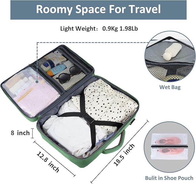 Taygeer Travel Backpack for Women Men, 40L Airline Approved Carry On with 17.3 inch Laptop Compartment, TSA Friendly Daypack with USB Charging Port, Backpack for Business Hiking Travel, Peridot Green