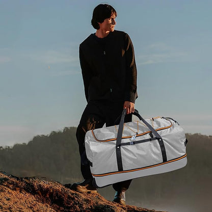 Vomgomfom 32" Soft-Sided Foldable Wheeled Travel Duffel Bag,Expandable 110L to 140L Rolling Cargo Bag with 2 Wheels and Multiple Pockets,Grey