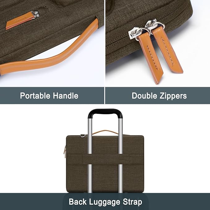 MOSISO 360 Protective Laptop Shoulder Bag,15-15.6 inch Computer Bags Compatible with MacBook Pro 16 inch, HP, Dell, Lenovo, Asus Notebook,Side Open Messenger Bag with 4 Zipper Pockets, Carob Brown